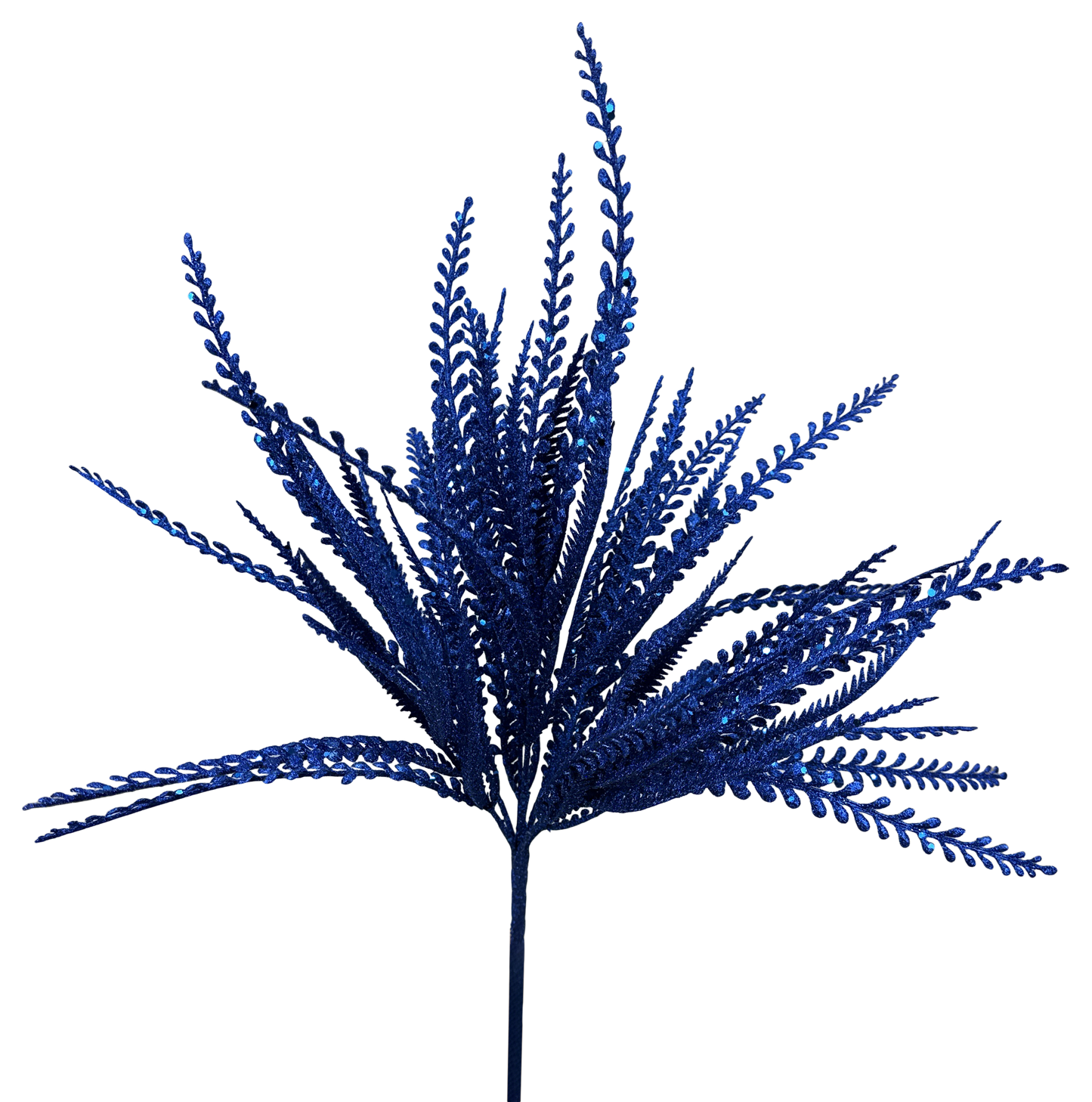 Blue Glitter Button Fern Spray