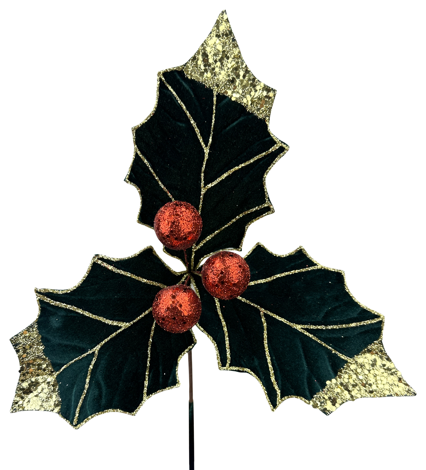 Green Holly Poinsettia Spray