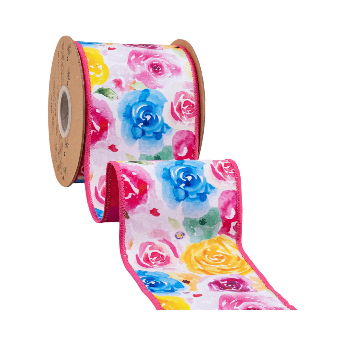 4" X 10 YRDS Bright Floral Wired Ribbon - Burlap and Bling Decor