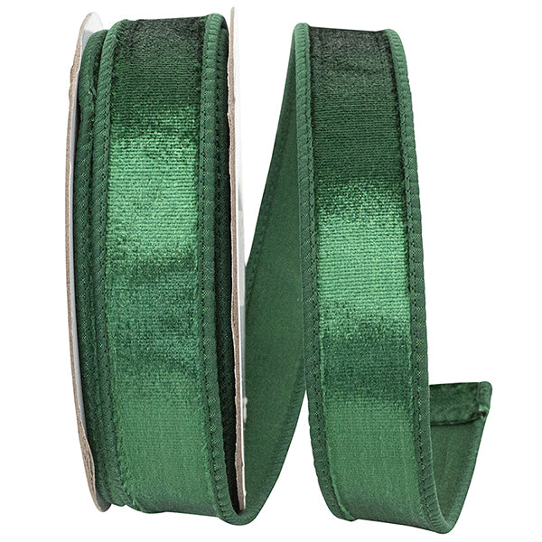 1" x 10 yds DESIGNER PLUSH VELVET ELITE WIRED EDGE emerald - Burlap and Bling Decor