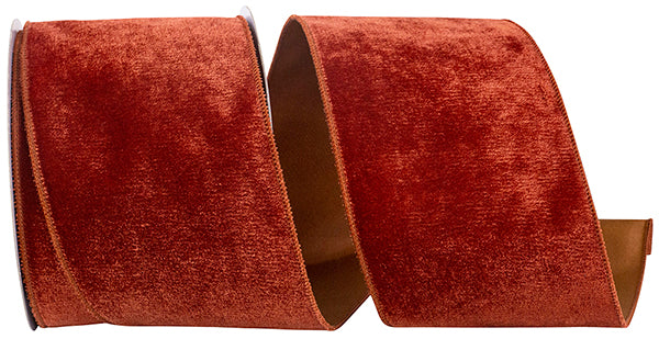 4" x 10 Yards RUST DESIGNER PLUSH VELVET ELITE WIRED RIBBON