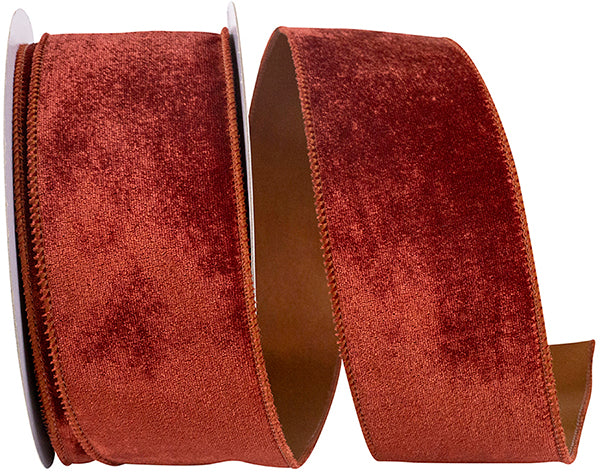 2.5" x 10 Yards RUST DESIGNER PLUSH VELVET ELITE WIRED RIBBON