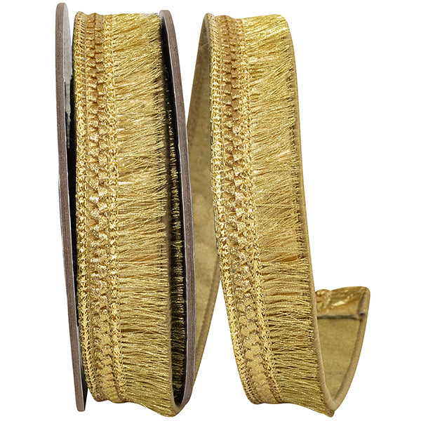 Trimming Fringe Velvet Plush Deluxe Wired Edge, Gold, 7/8 Inch, 5 Yards - Burlap and Bling Decor