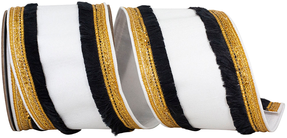 DUPIONI WHITE TRIMMING FRINGE COLOR DELUXE WIRED EDGE 4" by 5 YD - Burlap and Bling Decor