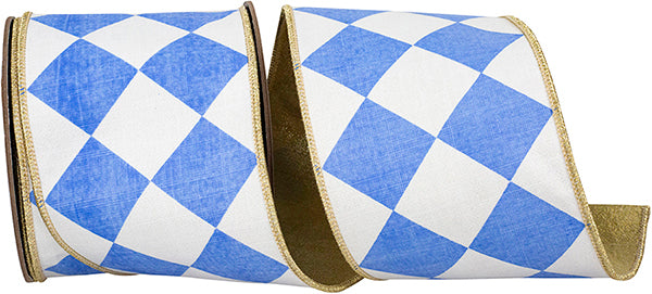 4" X 10 YARDS GRAND DIAMOND DELUXE METALLIC BACKED RIBBON FRENCH BLUE Wired Ribbon - Burlap and Bling Decor