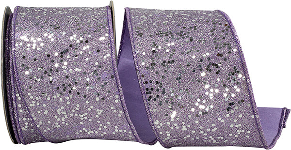 4" x 10 Yrds DISCO GLITTERED SEQUIN EMBROIDERY DUPIONI BACKED WIRED RIBBON