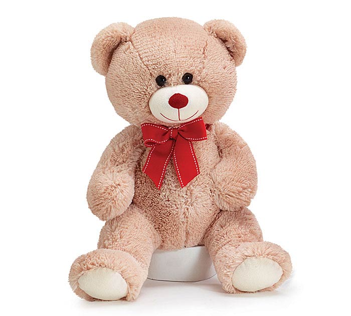 15" SITTING BEIGE BEAR PLUSH - Burlap and Bling Decor