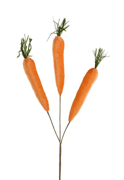22"L VELVET CARROT SPRAY ORANGE/GREEN - Burlap and Bling Decor