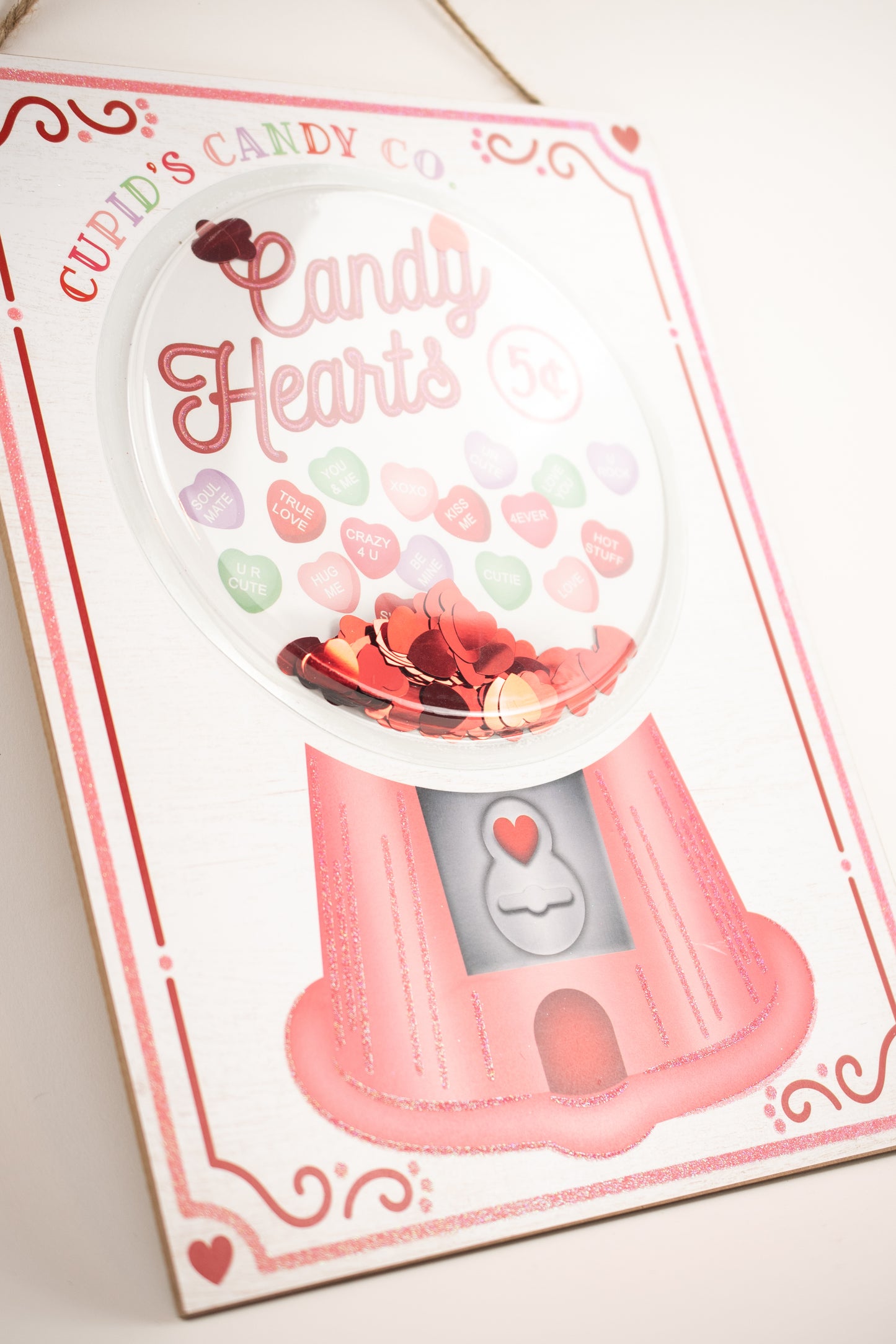 15.75"H X 11.75"L CANDY HEART DOME SIGN - Burlap and Bling Decor