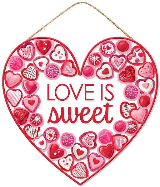 12"L LOVE IS SWEET HEART SHAPED SIGN