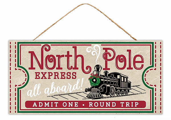 12.5"L X 6"H NORTH POLE TICKET SIGN