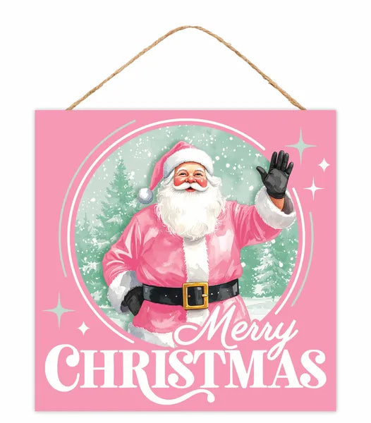 10"MERRY CHRISTMAS SANTA CLAUS PASTEL - Burlap and Bling Decor