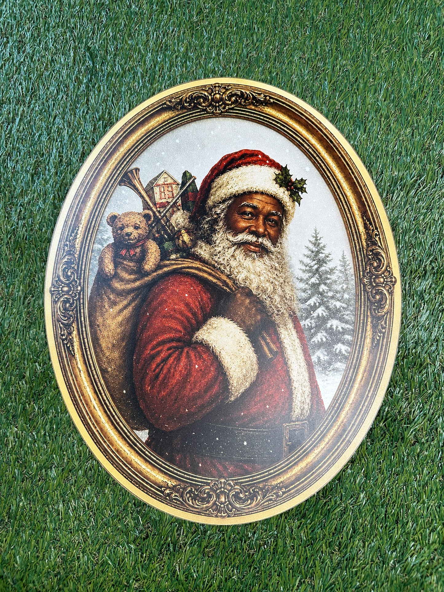 Vintage Santa Dk Tone 15" Wood Sign