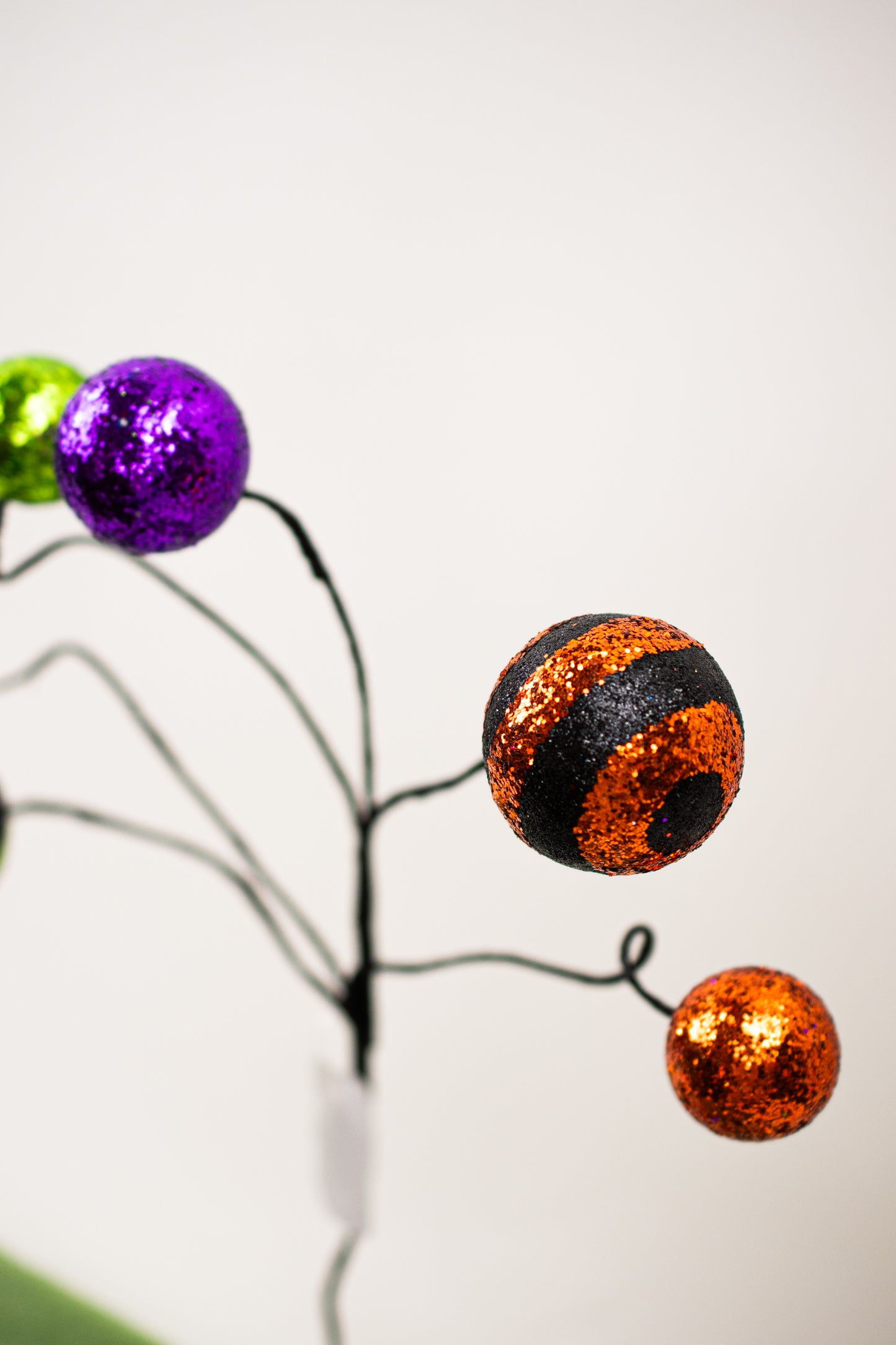 20"L STRIPE/SOLID GLITTER BALL PICK PURPLE/COPPER/BLACK/LIME - Burlap and Bling Decor