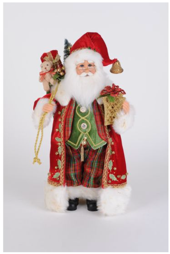 Lighted Traditional Tartan Santa - Burlap and Bling Decor