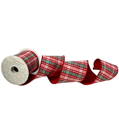 4"X10YD Red/Aqua/Pink Plaid Ribbon - Burlap and Bling Decor