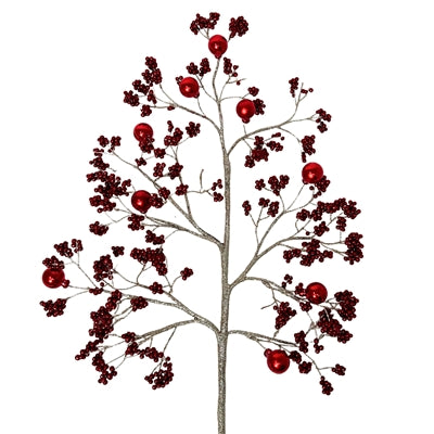 Glamorous Glittered Berry Ball Spray - Red/Champagne 24" - Burlap and Bling Decor