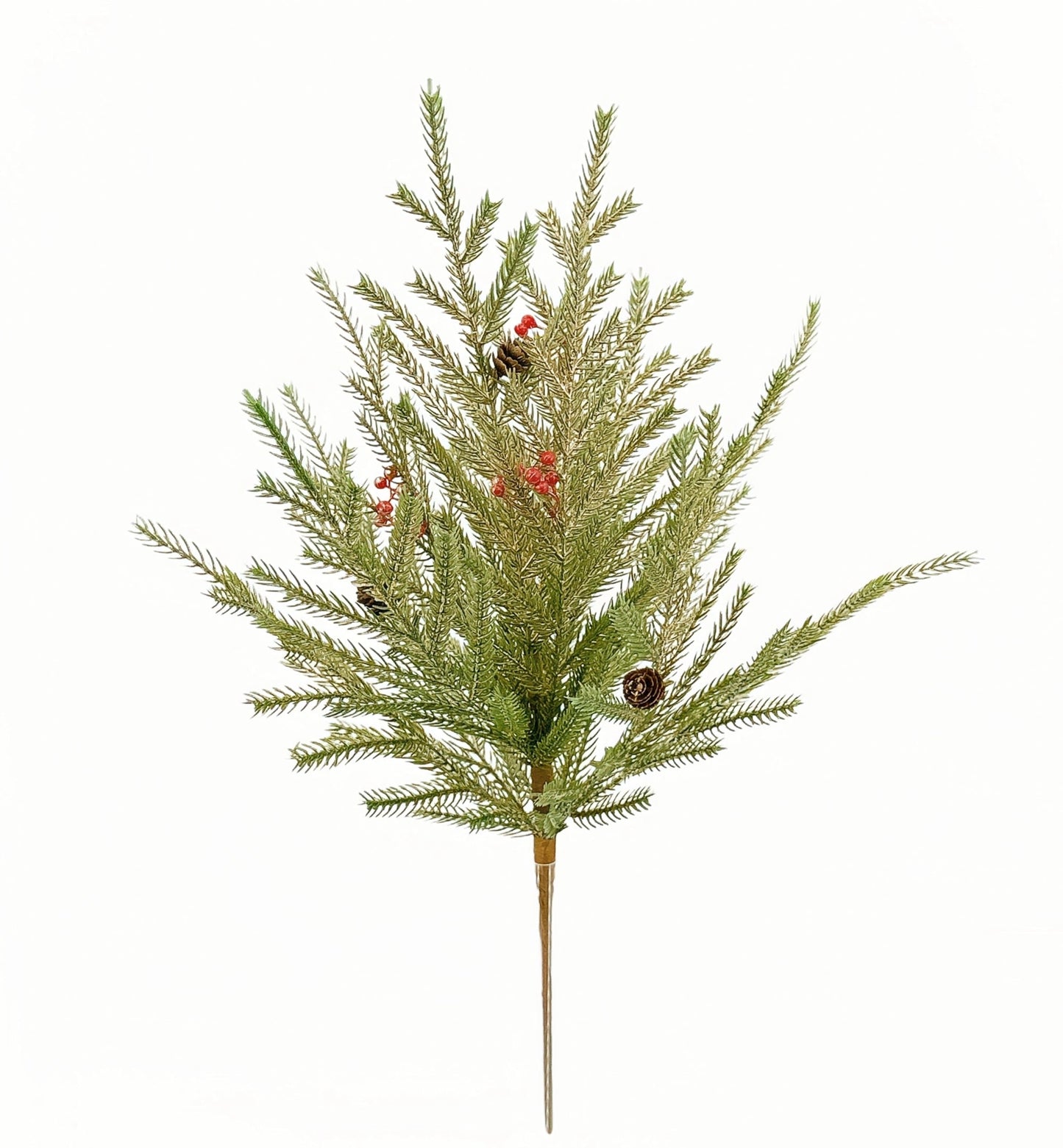 Norfolk Pine Bush w/Berry/Cone, 20", Gold/Green