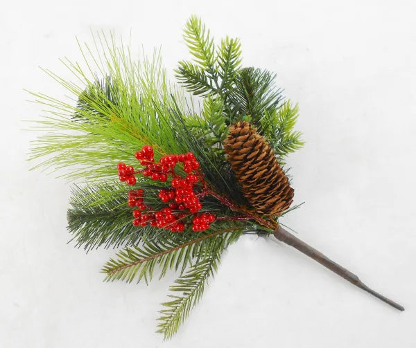 Austrailian Pine Spray W/Cone & Berry, 12.5"