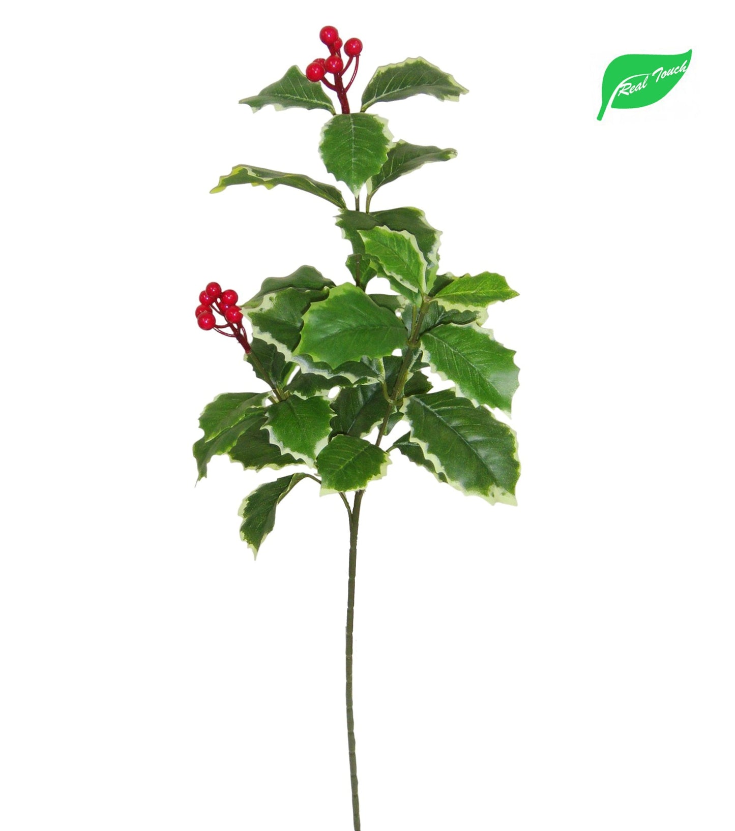 Holly Leaf (Real Touch) & Berry Spray, 22", Vari Green/Red