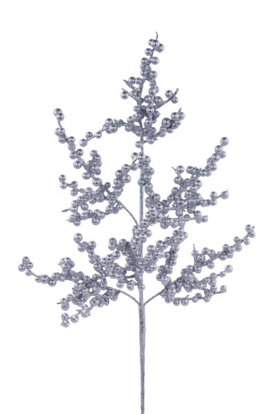 27"L GLITTER BERRY SPRAY SILVER - Burlap and Bling Decor