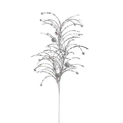 42" Silver Glittered Ball Spray - Burlap and Bling Decor