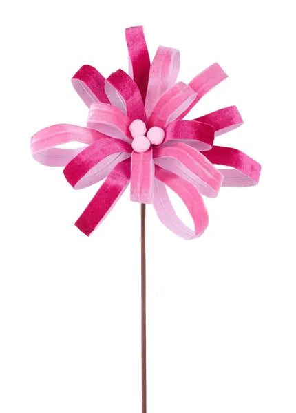 10"DIA VELVET LOOP FLWR STEM, 19.75"OAL TT PINK - Burlap and Bling Decor