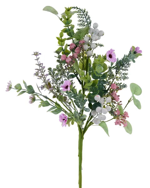18"L FLOWER/BERRY/SEED/LEAF PICK PINK/LAVENDER/WHITE/GREEN - Burlap and Bling Decor