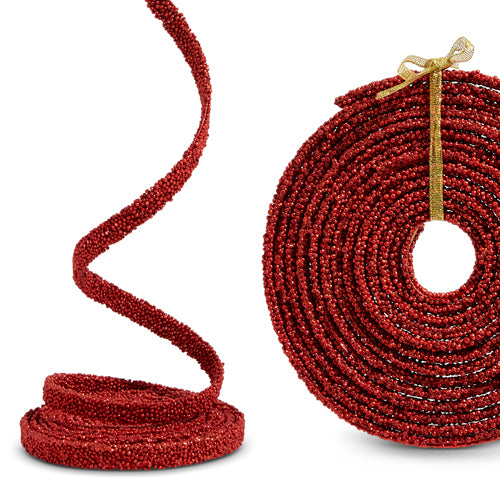 15' x 0.5" Red Beaded Garland - Burlap and Bling Decor