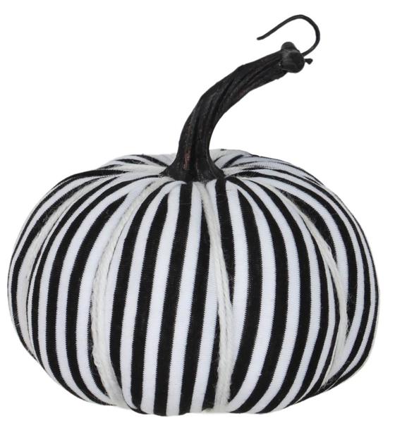 5"DIAX4.75"H STRIPED PUMPKIN BLACK/WHITE - Burlap and Bling Decor