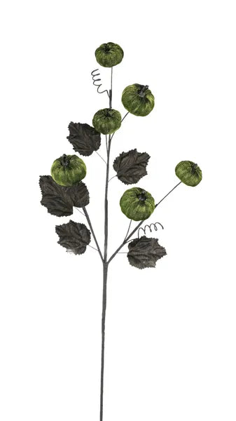 FABRIC/STYRO PUMPKIN SPRAY METALLIC LIME GREEN/BLACK - Burlap and Bling Decor