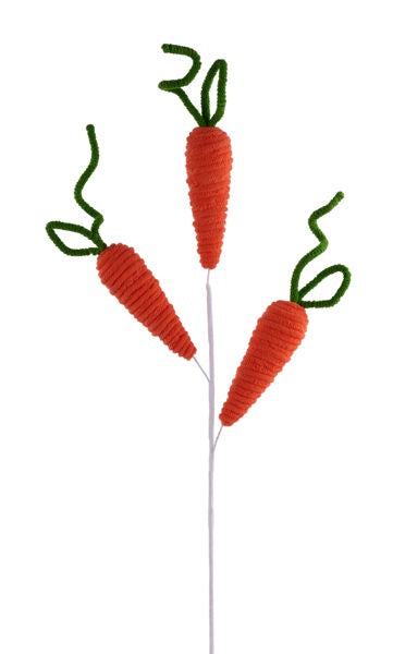 30"L VELVET CARROT SPRAY ORANGE/GREEN - Burlap and Bling Decor