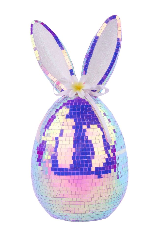 7.25"HX5.5"DIA IRID MIRROR EGG/EARS/BOW LAVENDER - Burlap and Bling Decor
