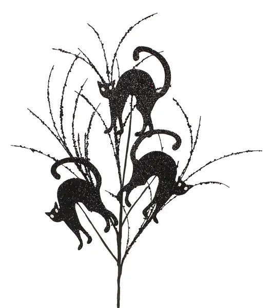 31"L GLITTER CAT SPRAY BLACK/WHITE - Burlap and Bling Decor