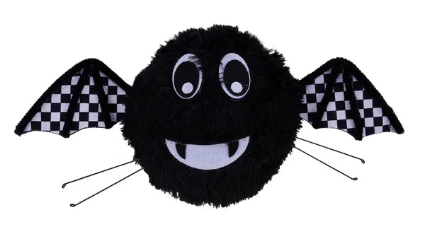 16"L FUZZY BAT WREATH ENHANCEMENT BLACK/WHITE