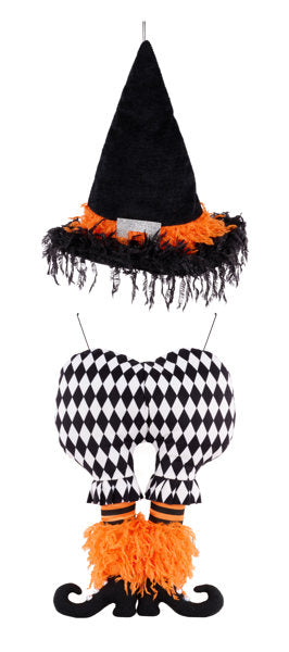 20"H X 8.25"L HARLEQUIN WITCH DECOR KIT BLACK/WHITE/ORANGE - Burlap and Bling Decor