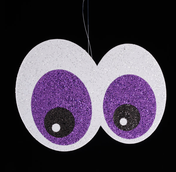 14"L GLITTER/EVA EYEBALLS ORN-WHITE/BLACK/PURPLE - Burlap and Bling Decor