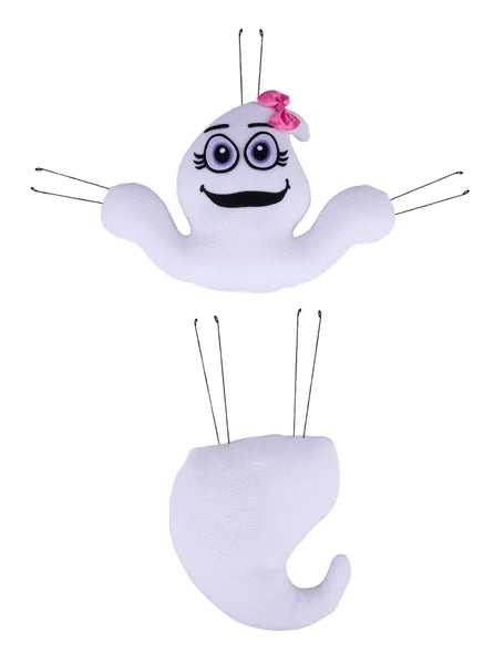 18.5" GHOST W/BOW WREATH ATTACHMENT WHITE/BLACK/LAV/LT PINK 2PC - Burlap and Bling Decor