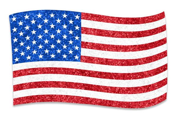 20"W X 12.5"H GLITTERED EVA FLAG RED/WHITE/BLUE - Burlap and Bling Decor