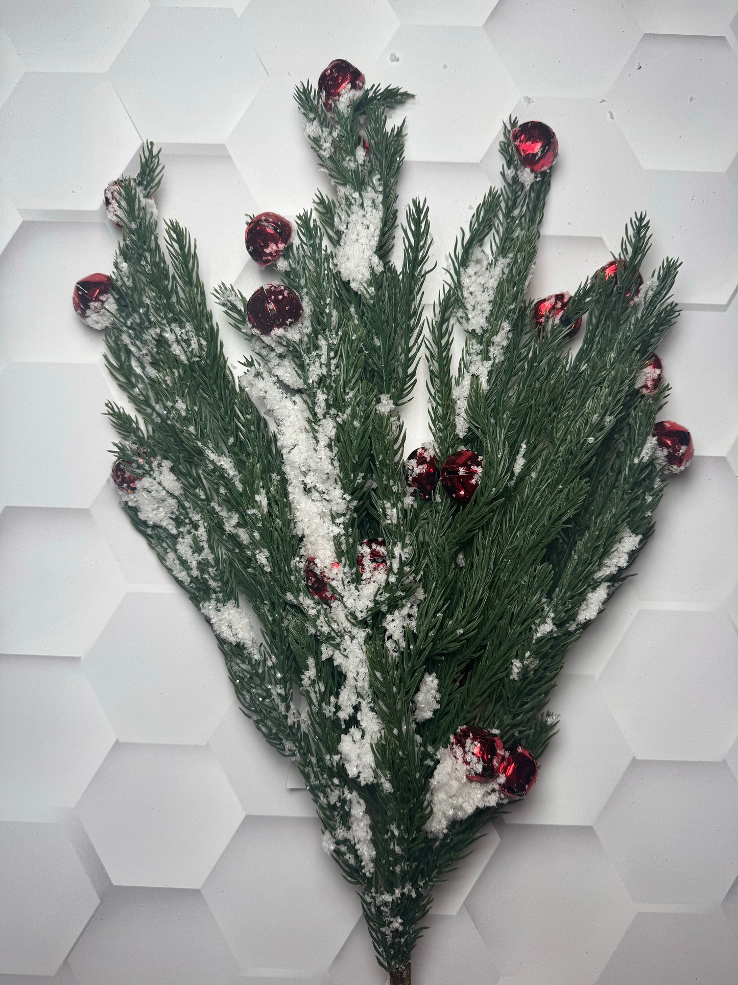 31" Snow Cedar Pine Spray w/ Ball - Burlap and Bling Decor