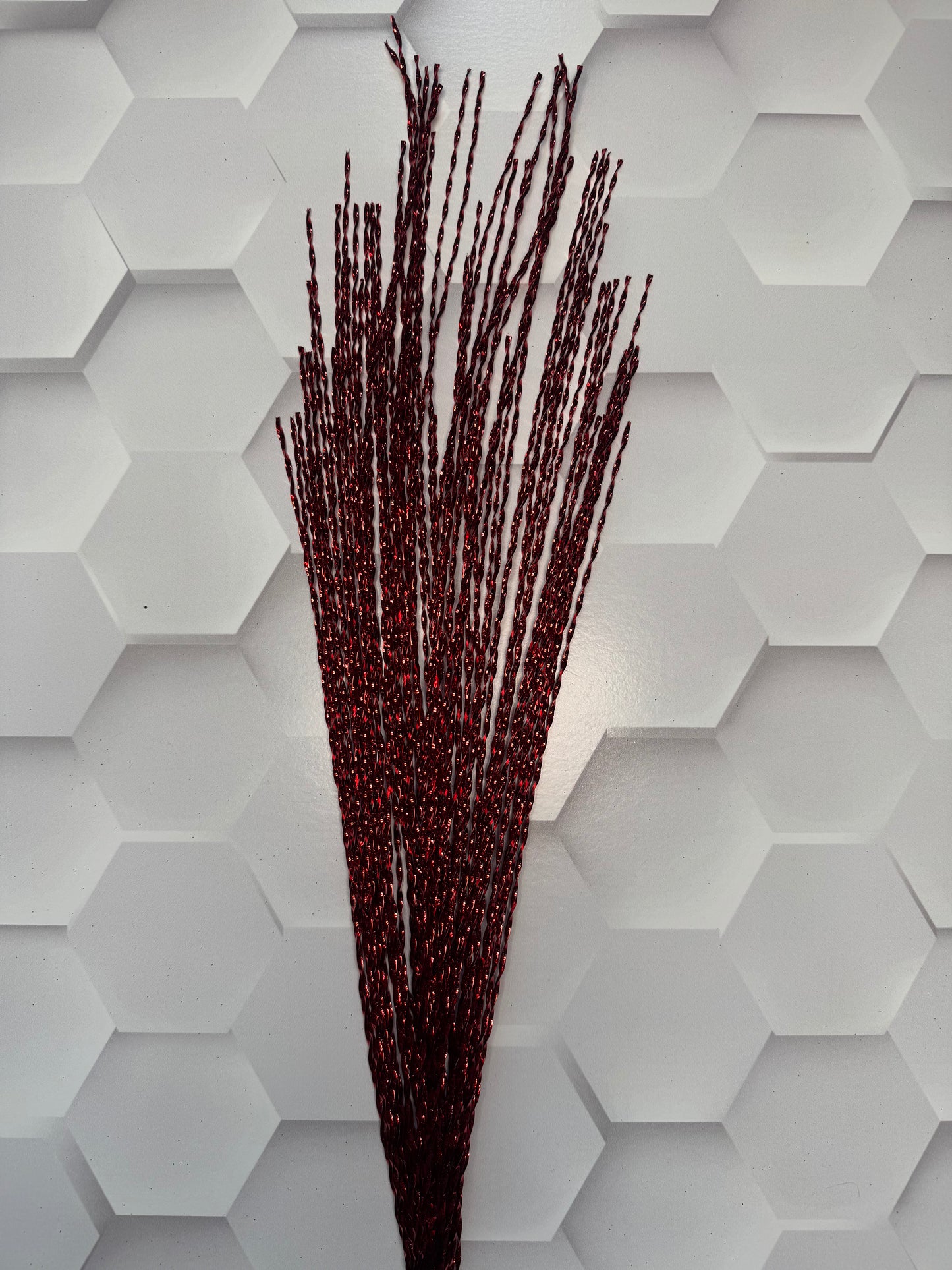 32"L METALLIC TWISTED GRASS SPRAY RED - Burlap and Bling Decor