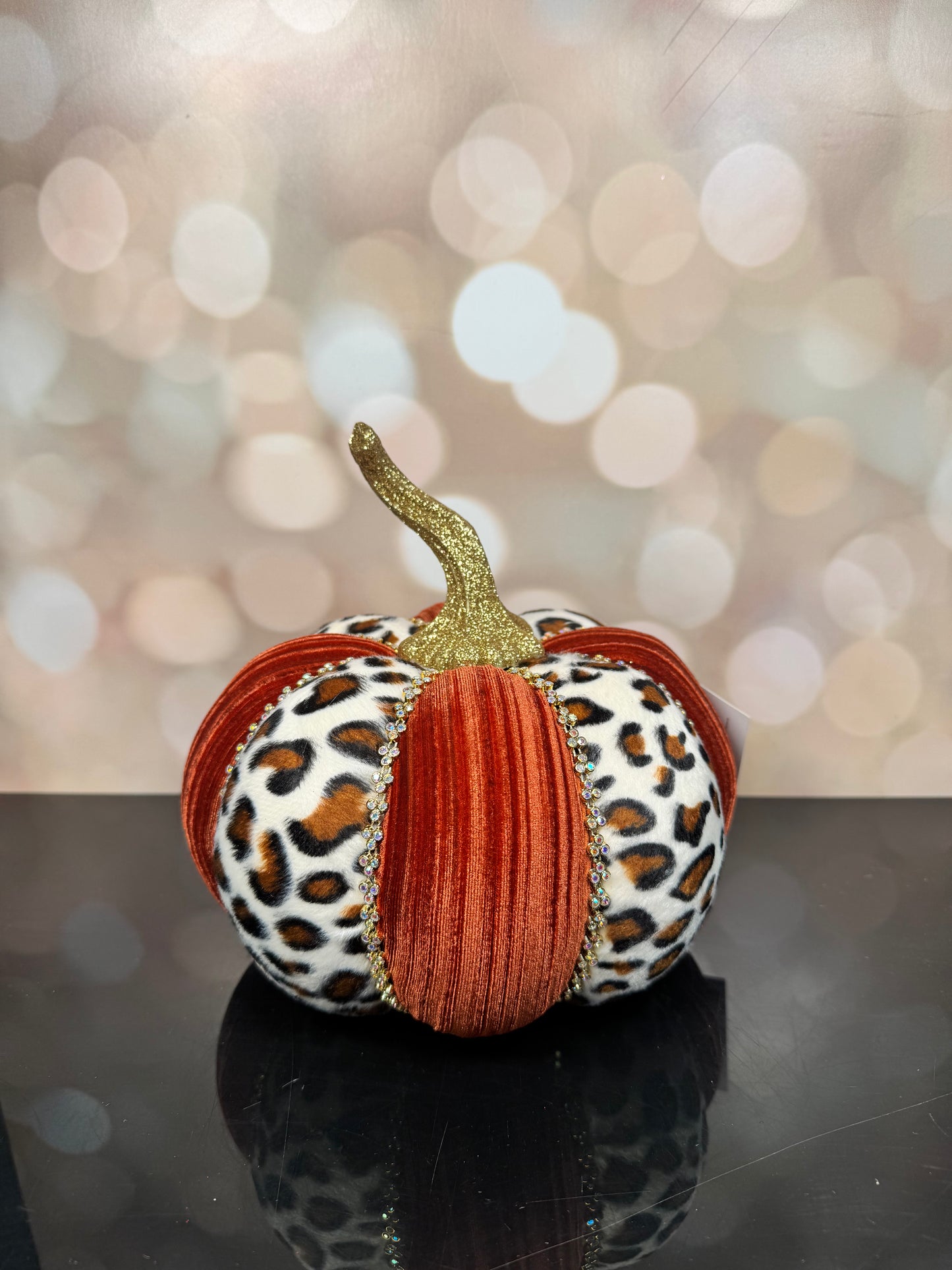 JEWELLED PUMPKIN COPPER AND LEOPARD 8-9'' CHOOSE ONE 8" or 9" - Burlap and Bling Decor