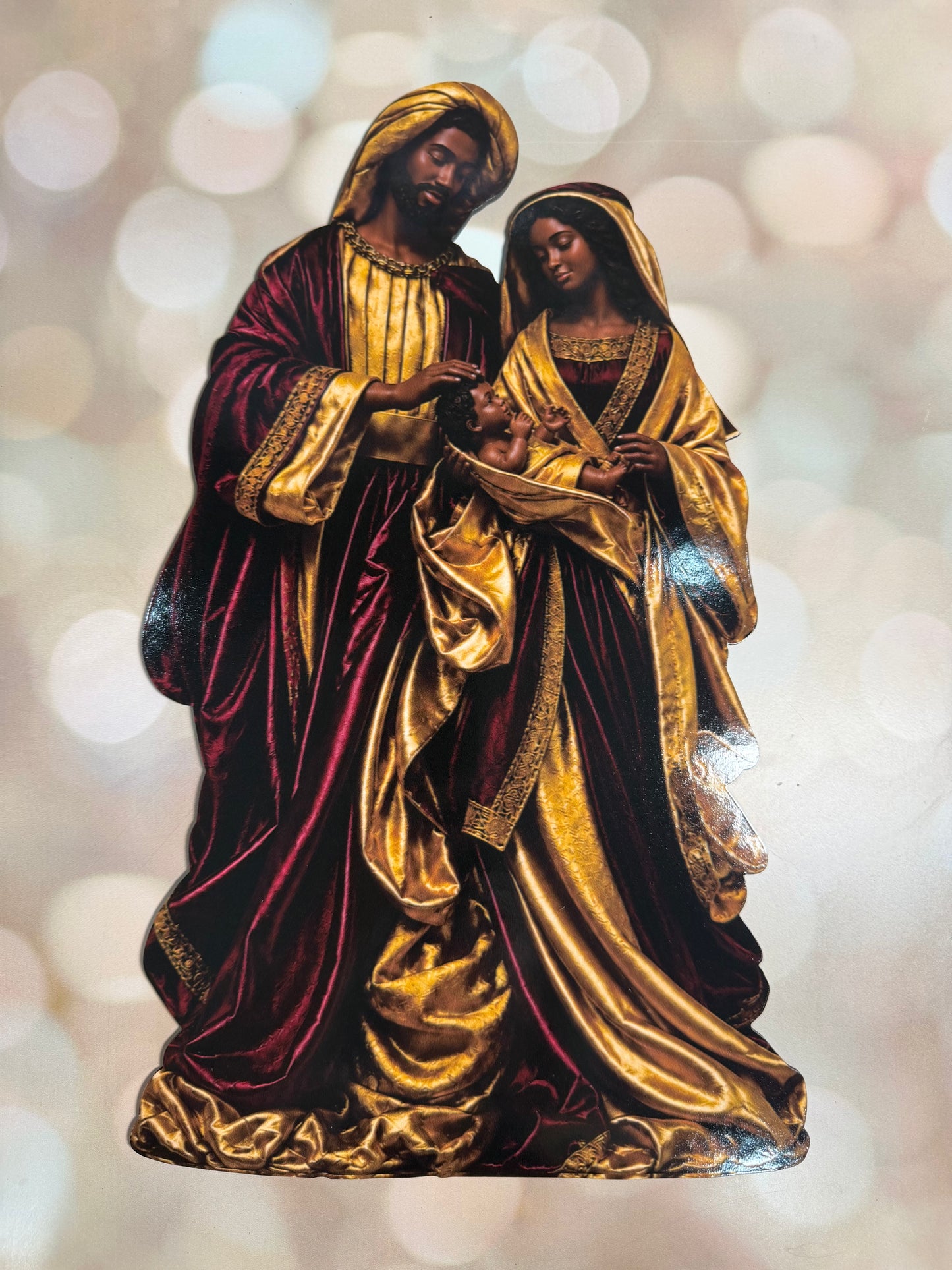 16 "HOLY FAMILY SIGN - Burgundy- Dark Tone