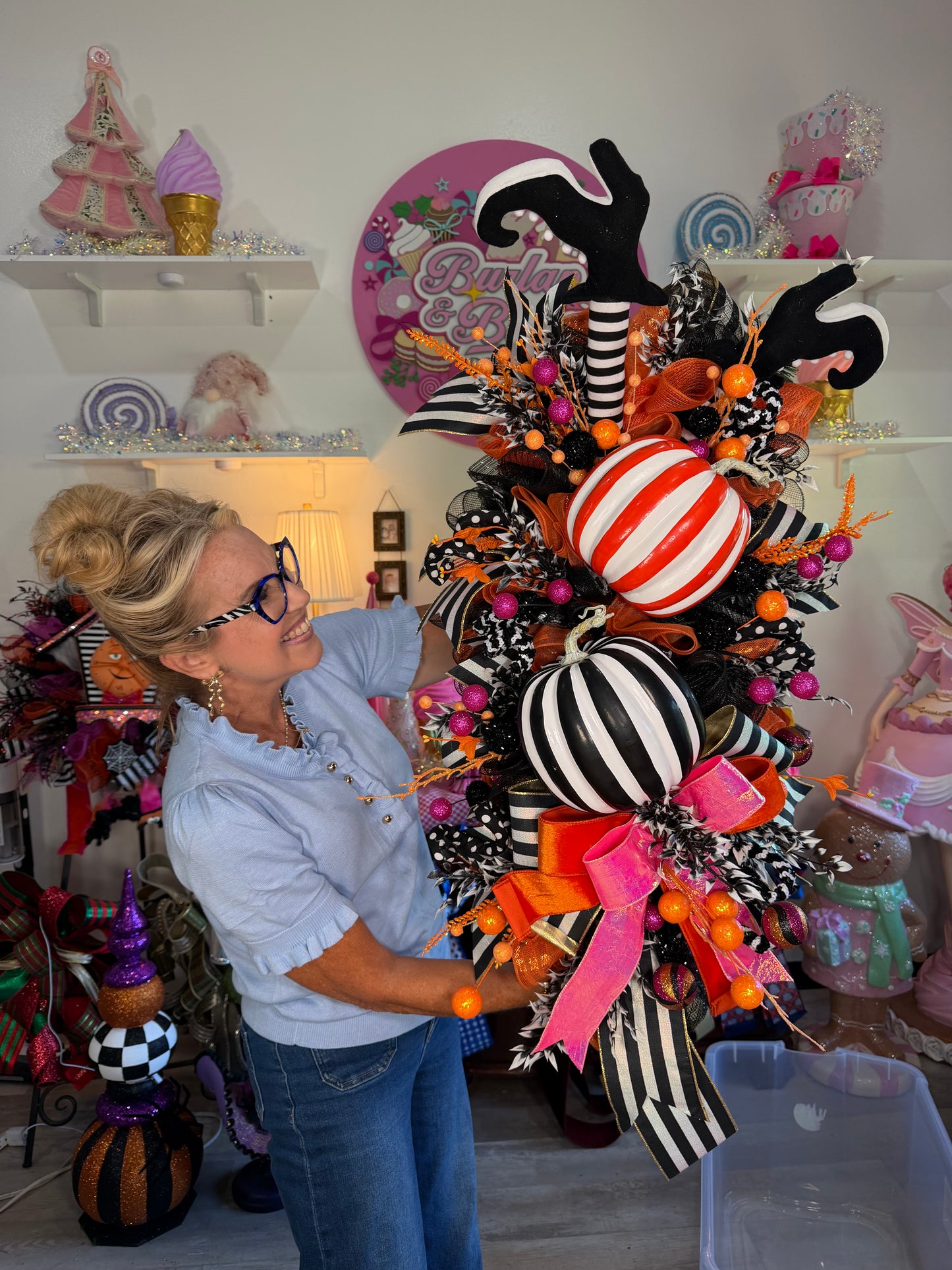 Pumpkin witch wreath