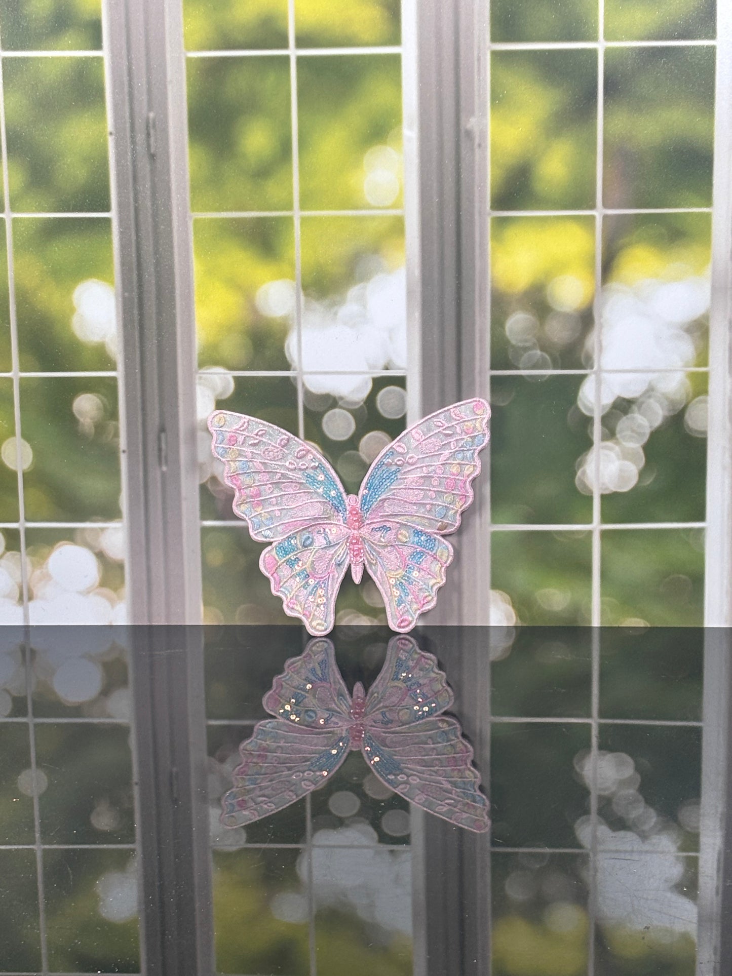 6” EMBROIDERY PASTEL BUTTERFLY CLIP, PINK - Burlap and Bling Decor