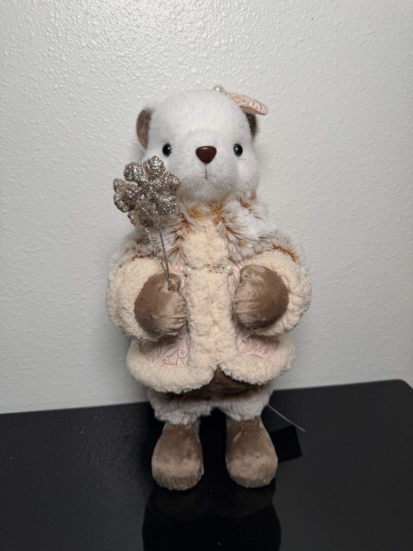 14" STANDING GIRL WOODLAND BEAR W/BOW