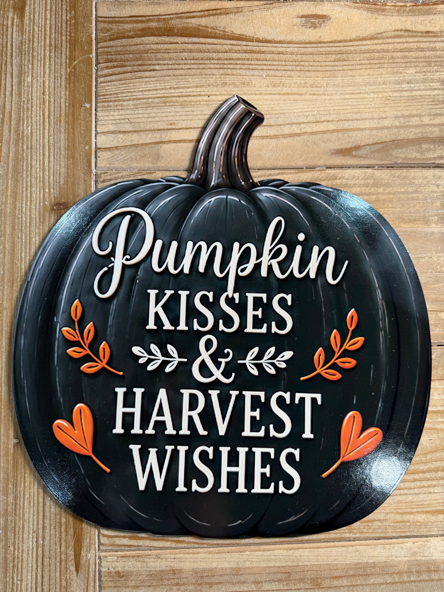 14" Pumpkin Kisses and Harvest Wishes Black