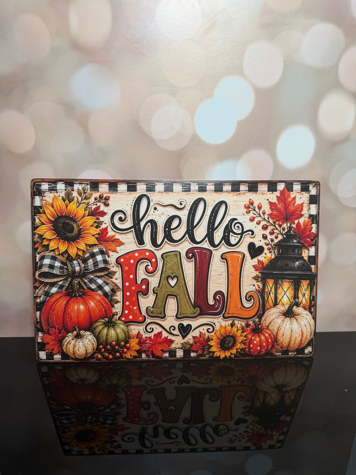 14" Hello Fall Wood Sign