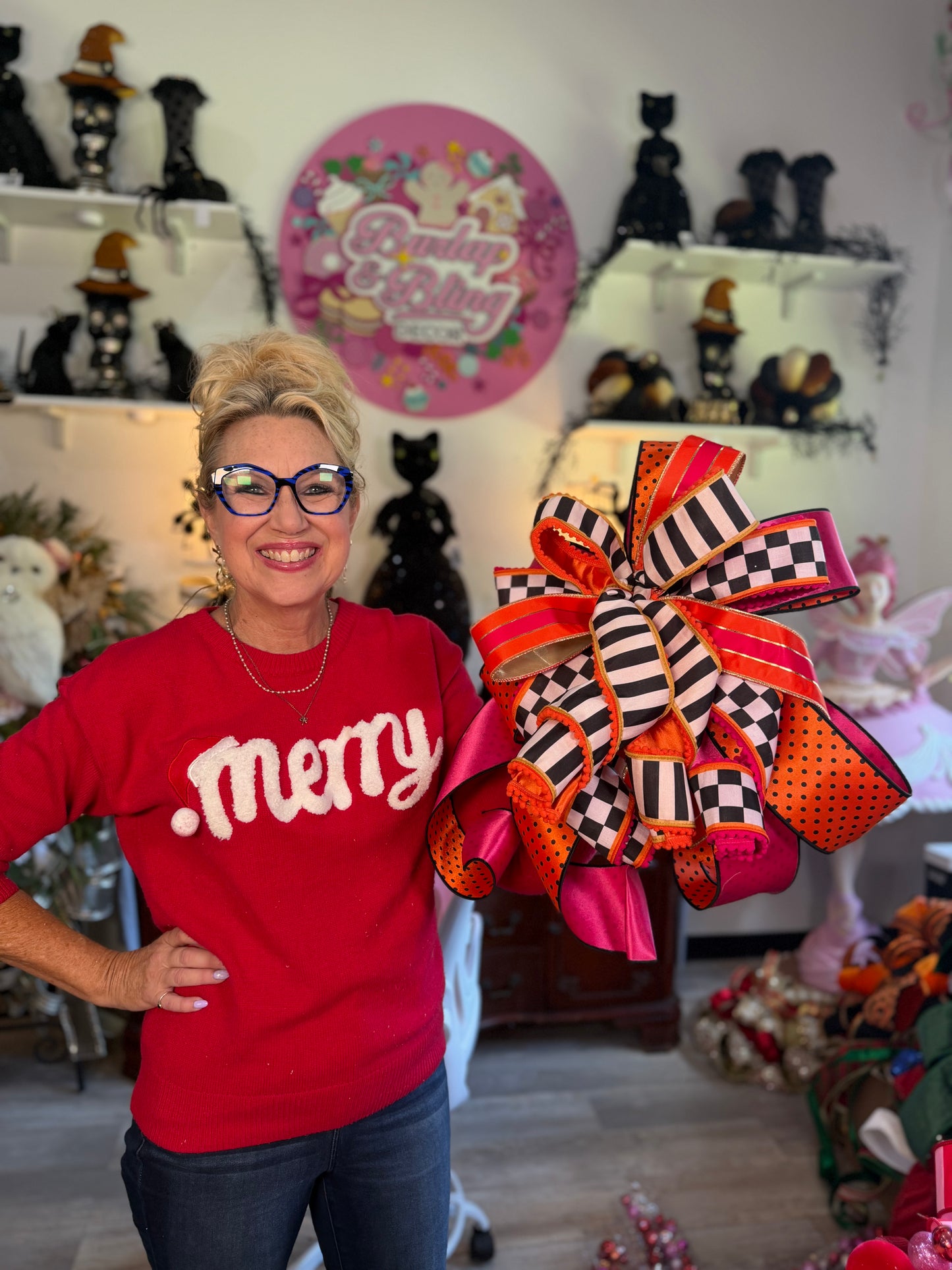 Halloween stripe bow