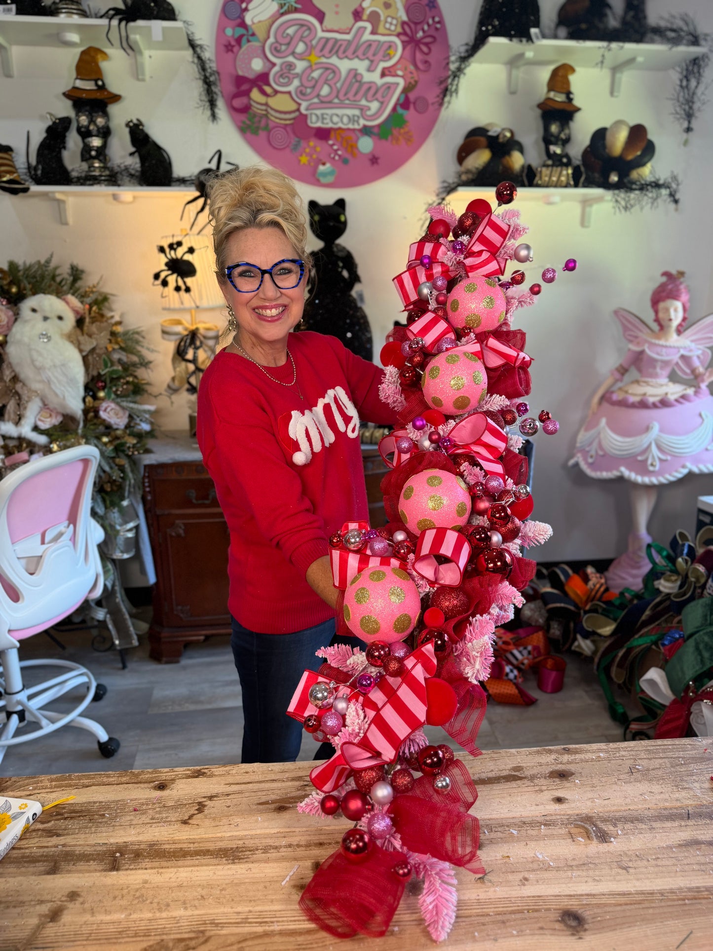 Pink & Red Christmas Garland